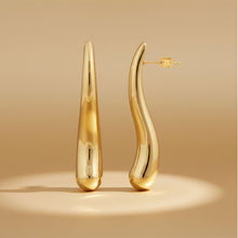 Load image into Gallery viewer, Stud 18K Gold Steel Curved Long Teardrop Earrings
