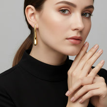 Load image into Gallery viewer, Stud 18K Gold Steel Curved Long Teardrop Earrings
