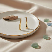 Load image into Gallery viewer, Stud 18K Gold Steel Curved Long Teardrop Earrings
