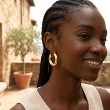 Load image into Gallery viewer, Hoop 18K Gold Stainless Steel Beveled Earrings
