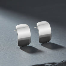 Load image into Gallery viewer, Stainless Steel Curved Rectangle Disc Earrings
