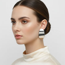 Load image into Gallery viewer, Stainless Steel Curved Oval Disc Earrings
