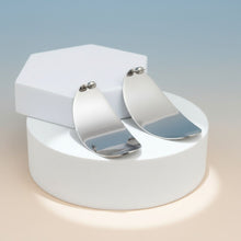 Load image into Gallery viewer, Stainless Steel Curved Oval Disc Earrings
