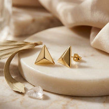 Load image into Gallery viewer, Stud 18K Gold Stainless Pyramid Triangle Earrings
