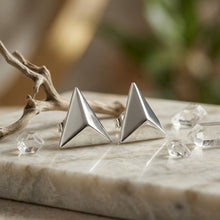 Load image into Gallery viewer, Stud Stainless Steel Pyramid Triangle Earrings
