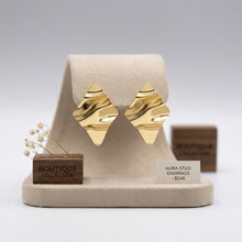 Load image into Gallery viewer, Stud 18K Gold Stainless Wavy Diamond Earrings
