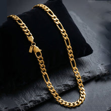 Load image into Gallery viewer, Mens 20in 7mm Gold 18K Stainless Steel Figaro Chain
