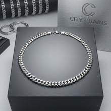 Load image into Gallery viewer, Unisex 20in 6DC 8mm Silver Stainless Steel Chain
