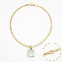 Load image into Gallery viewer, 18k Gold Steel Radiant Cut CZ Pendant Necklace
