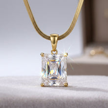 Load image into Gallery viewer, 18k Gold Steel Radiant Cut CZ Pendant Necklace
