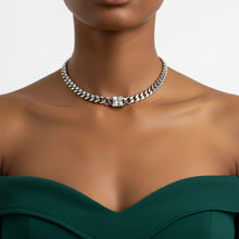 Load image into Gallery viewer, Stainless  Steel Princess CZ Cuban Chain Necklace
