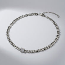 Load image into Gallery viewer, Stainless  Steel Princess CZ Cuban Chain Necklace
