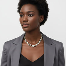 Load image into Gallery viewer, Stainless  Steel Princess CZ Cuban Chain Necklace
