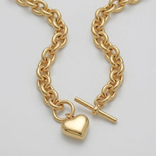 Load image into Gallery viewer, Gold 18K Steel Toggle Heart Rolo Chain Necklace
