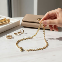 Load image into Gallery viewer, Gold 18K Steel Toggle Heart Rolo Chain Necklace
