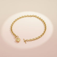 Load image into Gallery viewer, Gold 18K Steel Toggle Heart Rolo Chain Necklace
