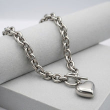 Load image into Gallery viewer, Stainless Steel Toggle Heart Rolo Chain Necklace
