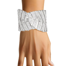 Load image into Gallery viewer, Cuff Garden Chic Encrusted Silver Leaf Bracelet
