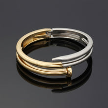 Load image into Gallery viewer, Bangle Mixed Metal Wrapped Nail Hinge Bracelet
