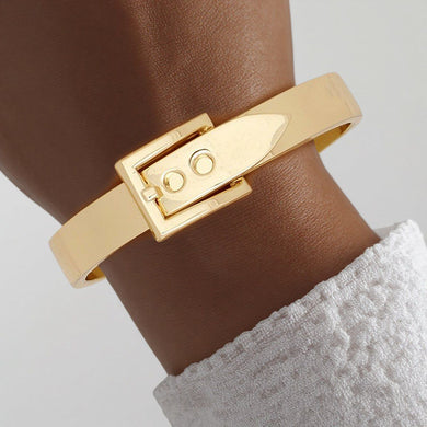 Bangle Gold Belt Buckle Contemporary Bracelet