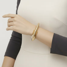 Load image into Gallery viewer, Bangle Hammered Gold Angular Futuristic Bracelet
