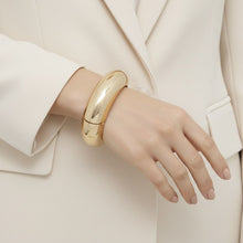 Load image into Gallery viewer, Bangle Smooth Gold Sculpted Shine Sleek Bracelet
