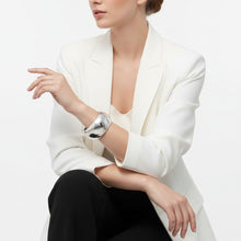 Load image into Gallery viewer, Bangle Polished Silver Oval Wide Sleek Bracelet
