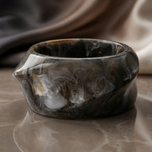 Load image into Gallery viewer, Bangle Vintage Black Resin Wavy Chunky Bracelet
