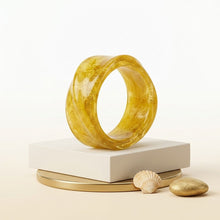 Load image into Gallery viewer, Bangle Vintage Mustard Resin Wavy Chunky Bracelet

