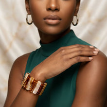 Load image into Gallery viewer, Stretch Marbled Brown Resin Rectangle Bracelet
