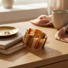 Load image into Gallery viewer, Stretch Marbled Brown Resin Rectangle Bracelet
