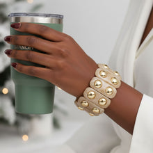 Load image into Gallery viewer, Stretch Vintage Beige Resin and Gold Stud Bracelet
