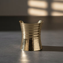 Load image into Gallery viewer, Long Cuff Gold Metal Stripe Embossed Bracelet

