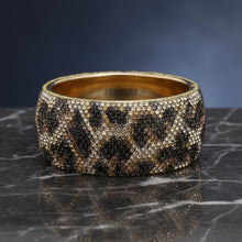 Load image into Gallery viewer, Bangle Fierce Leopard Rhinestone Wide Bracelet
