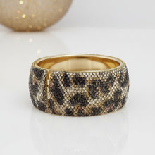 Load image into Gallery viewer, Bangle Fierce Leopard Rhinestone Wide Bracelet
