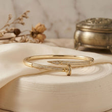 Load image into Gallery viewer, Bangle Sleek Gold Wrapped Nail CZ Bracelet
