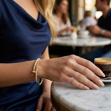 Load image into Gallery viewer, Bangle Sleek Gold Wrapped Nail CZ Bracelet
