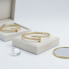 Load image into Gallery viewer, Bangle Sleek Gold Wrapped Nail CZ Bracelet
