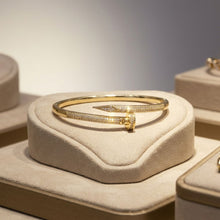 Load image into Gallery viewer, Bangle Sleek Gold Wrapped Nail CZ Bracelet
