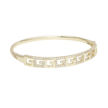 Load image into Gallery viewer, Bangle Sleek Classic Greek G Pave Gold Bracelet
