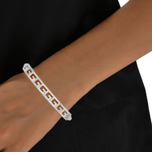 Load image into Gallery viewer, Bangle Sleek Classic Greek G Pave Silver Bracelet
