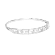Load image into Gallery viewer, Bangle Sleek Classic Greek G Pave Silver Bracelet
