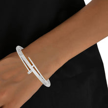 Load image into Gallery viewer, Bangle Sleek Iconic Love Luxe Pave Silver Bracelet
