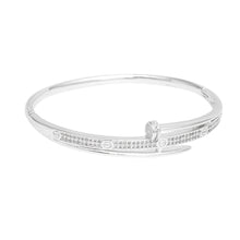 Load image into Gallery viewer, Bangle Sleek Iconic Love Luxe Pave Silver Bracelet

