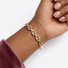 Load image into Gallery viewer, Bangle Sleek Gold Anchor Chain CZ Bracelet
