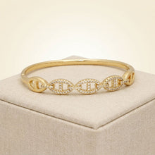 Load image into Gallery viewer, Bangle Sleek Gold Anchor Chain CZ Bracelet
