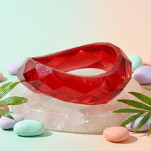 Load image into Gallery viewer, Bangle Transparent Red Prism Wave Facet Bracelet
