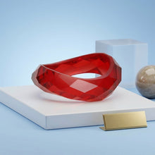 Load image into Gallery viewer, Bangle Transparent Red Prism Wave Facet Bracelet
