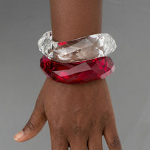 Load image into Gallery viewer, Bangle Transparent Red Prism Wave Facet Bracelet
