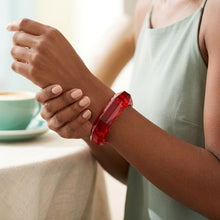Load image into Gallery viewer, Bangle Transparent Red Octagon Facet Bracelet
